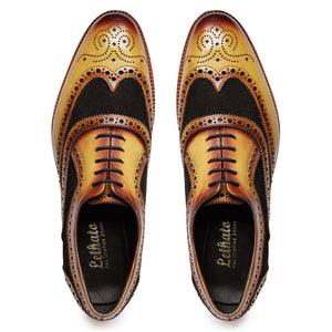 Wingtip Brogue Oxford - Tan Black Suede