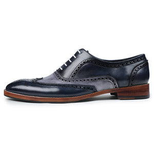 Wingtip Brogue Oxford - Navy & Grey