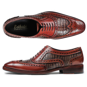 Wingtip Brogue Oxford - Croc Cognac