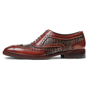 Wingtip Brogue Oxford - Croc Cognac