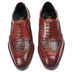 Wingtip Brogue Oxford - Croc Cognac