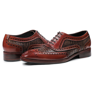 Wingtip Brogue Oxford - Croc Cognac