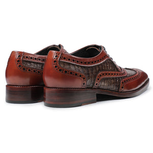 Wingtip Brogue Oxford - Croc Cognac
