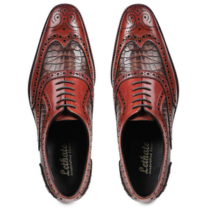 Wingtip Brogue Oxford - Croc Cognac