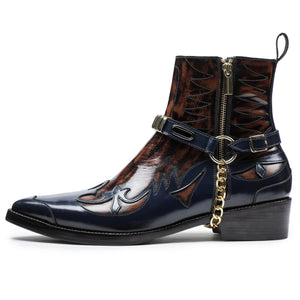 Harness Boots - Navy & Brown