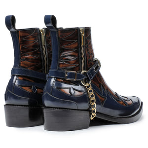 Harness Boots - Navy & Brown