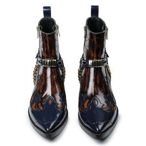 Harness Boots - Navy & Brown