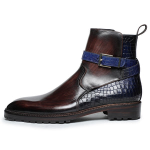 Jodhpur Boots - Croc Navy & Brown