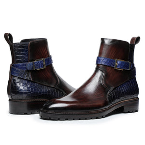 Jodhpur Boots - Croc Navy & Brown