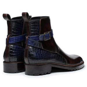Jodhpur Boots - Croc Navy & Brown