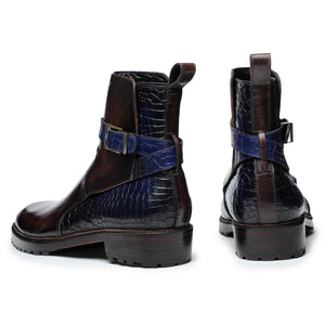 Jodhpur Boots - Croc Navy & Brown