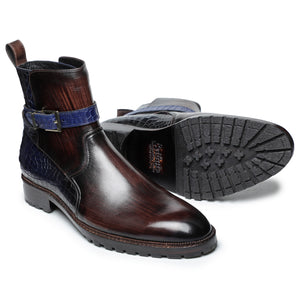 Jodhpur Boots - Croc Navy & Brown