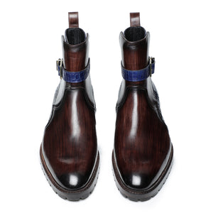 Jodhpur Boots - Croc Navy & Brown