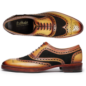 Wingtip Brogue Oxford - Tan Black Suede