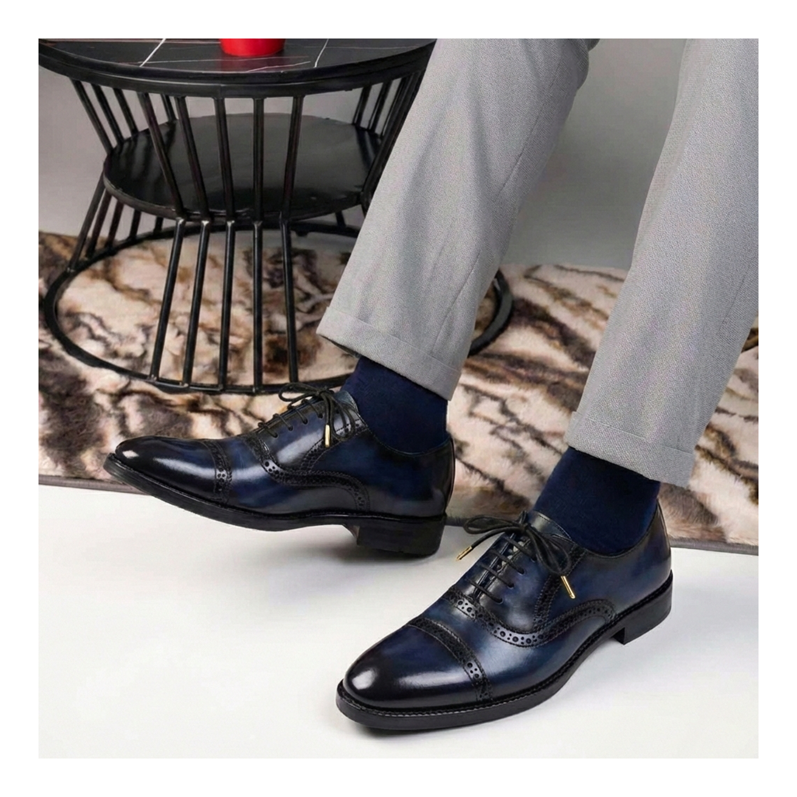 Classic Captoe Oxford - Navy Blue