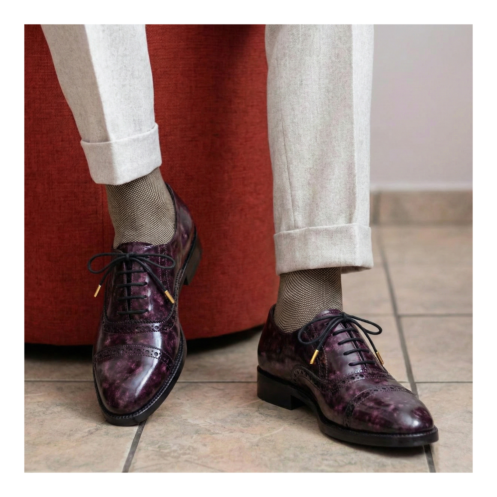 Classic Captoe Oxford - Purple