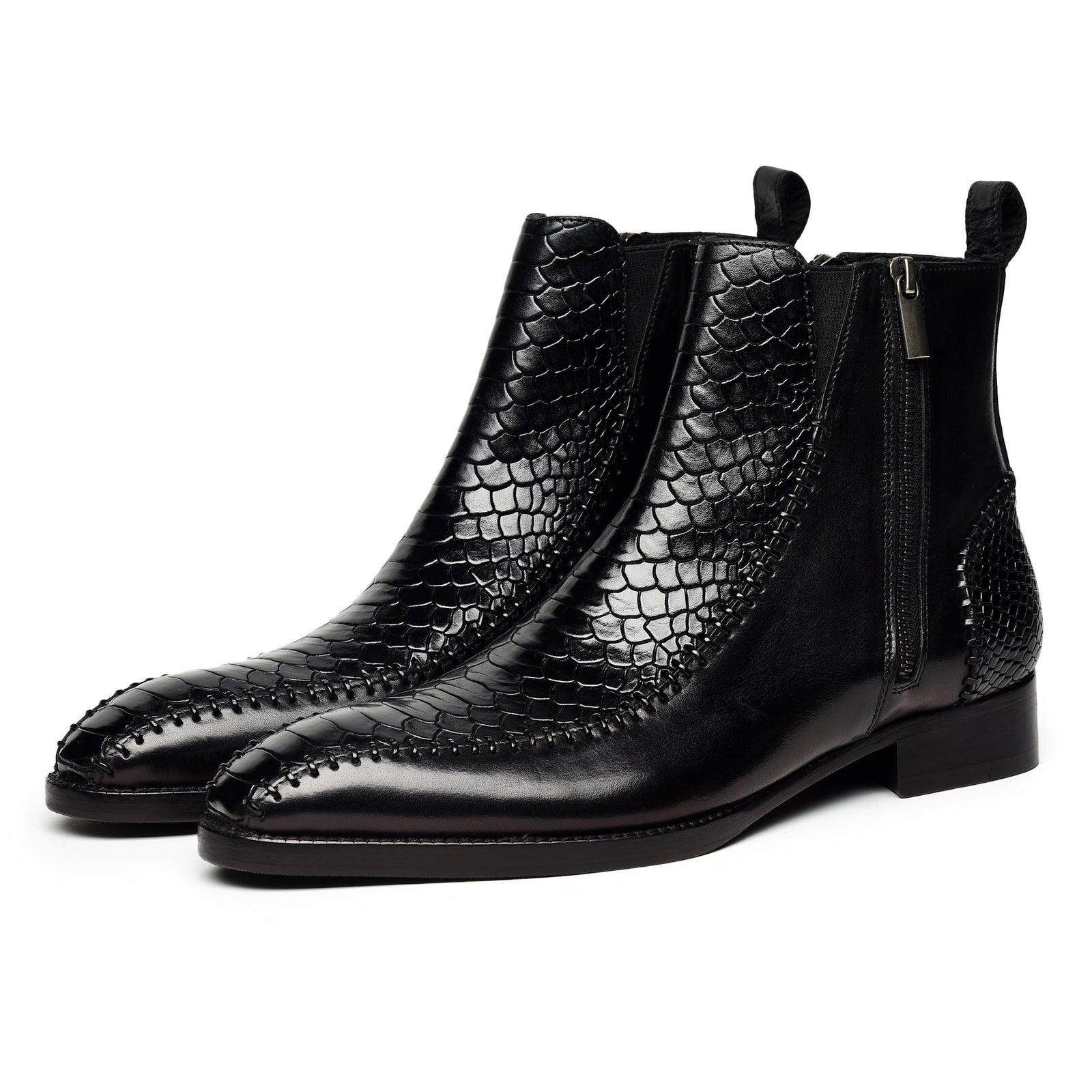 Driver Zipper Boots - Croc Black