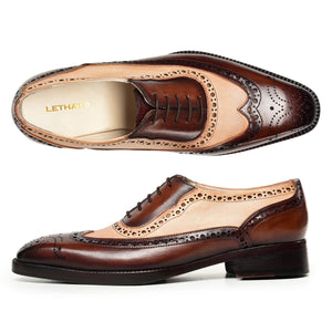 Wingtip Brogue Oxford - Brown & Beige