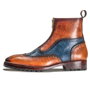 Zipper Boots - Brown & Blue