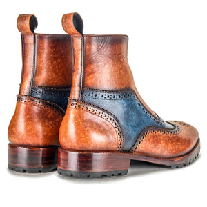 Zipper Boots - Brown & Blue