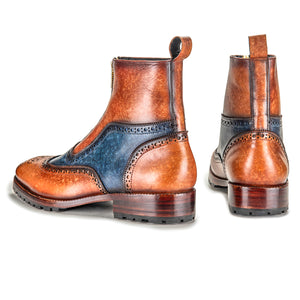Zipper Boots - Brown & Blue