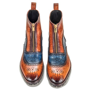 Zipper Boots - Brown & Blue