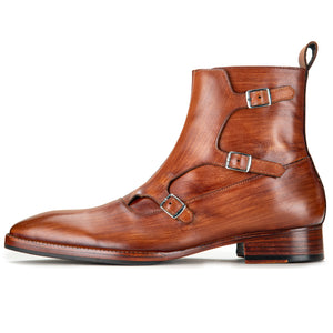 Triple Monk Strap Boots - Wooden
