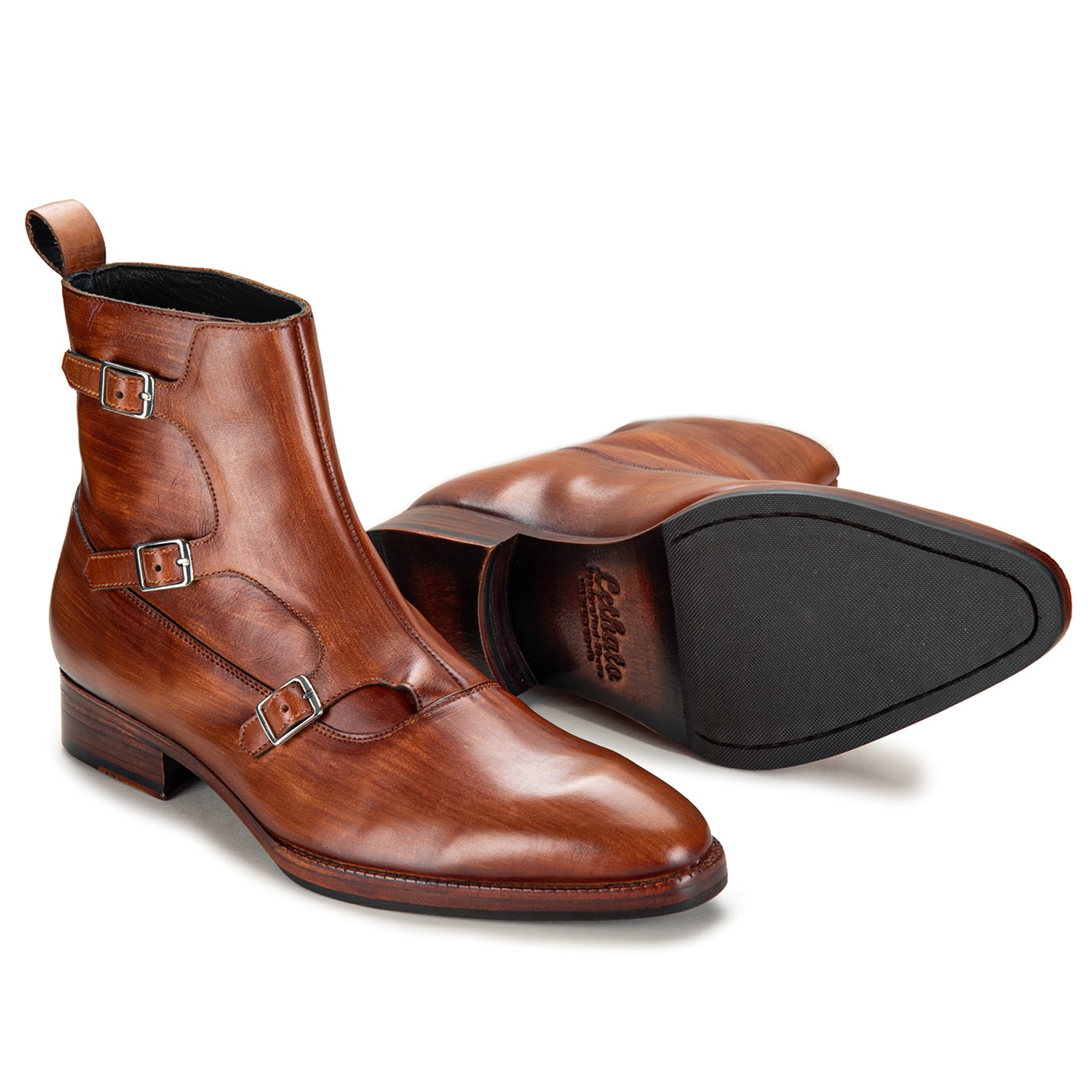 Triple Monk Strap Boots - Wooden