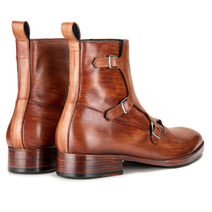 Triple Monk Strap Boots - Wooden