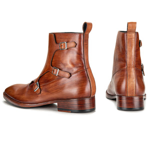 Triple Monk Strap Boots - Wooden