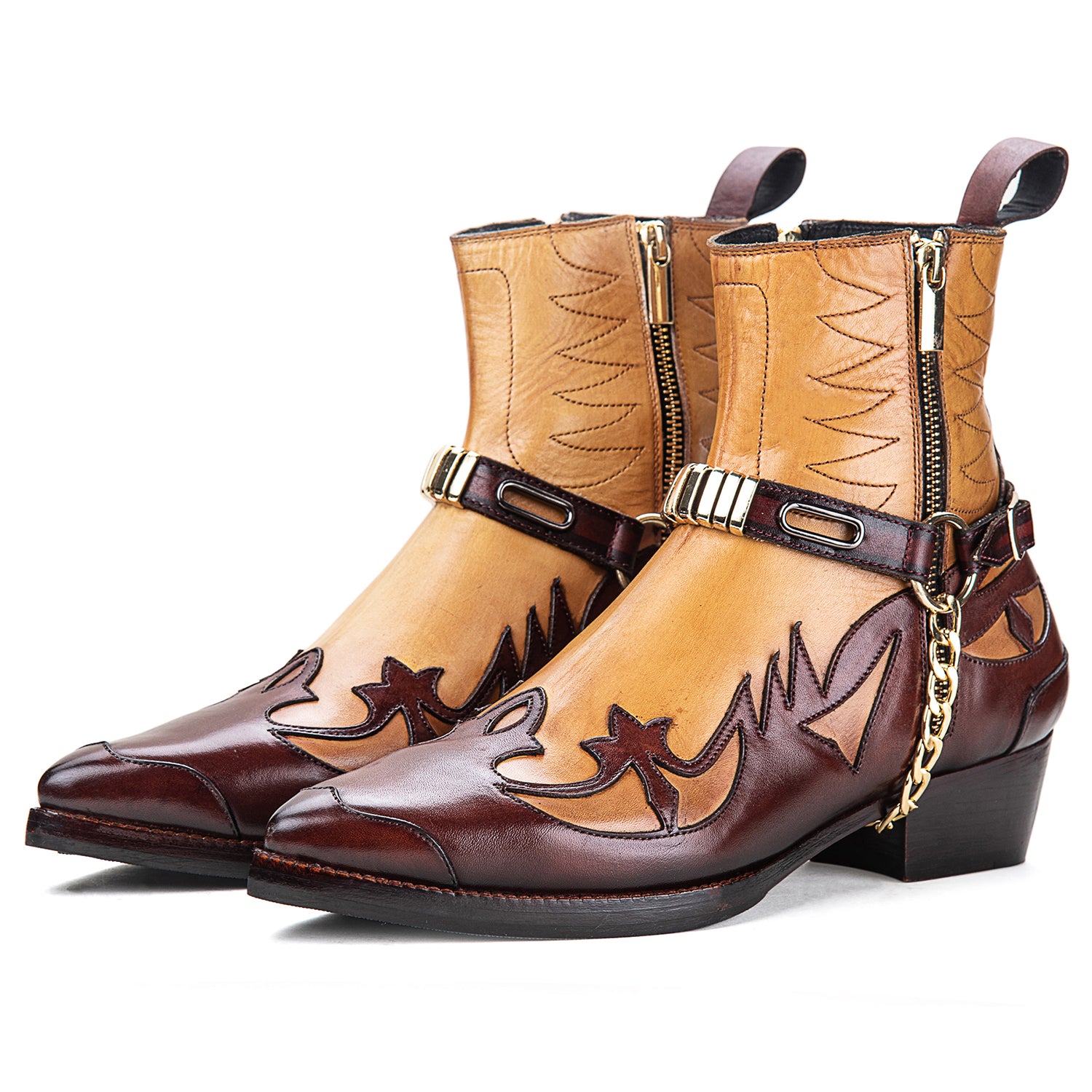 Harness Boots - Tan & Brown
