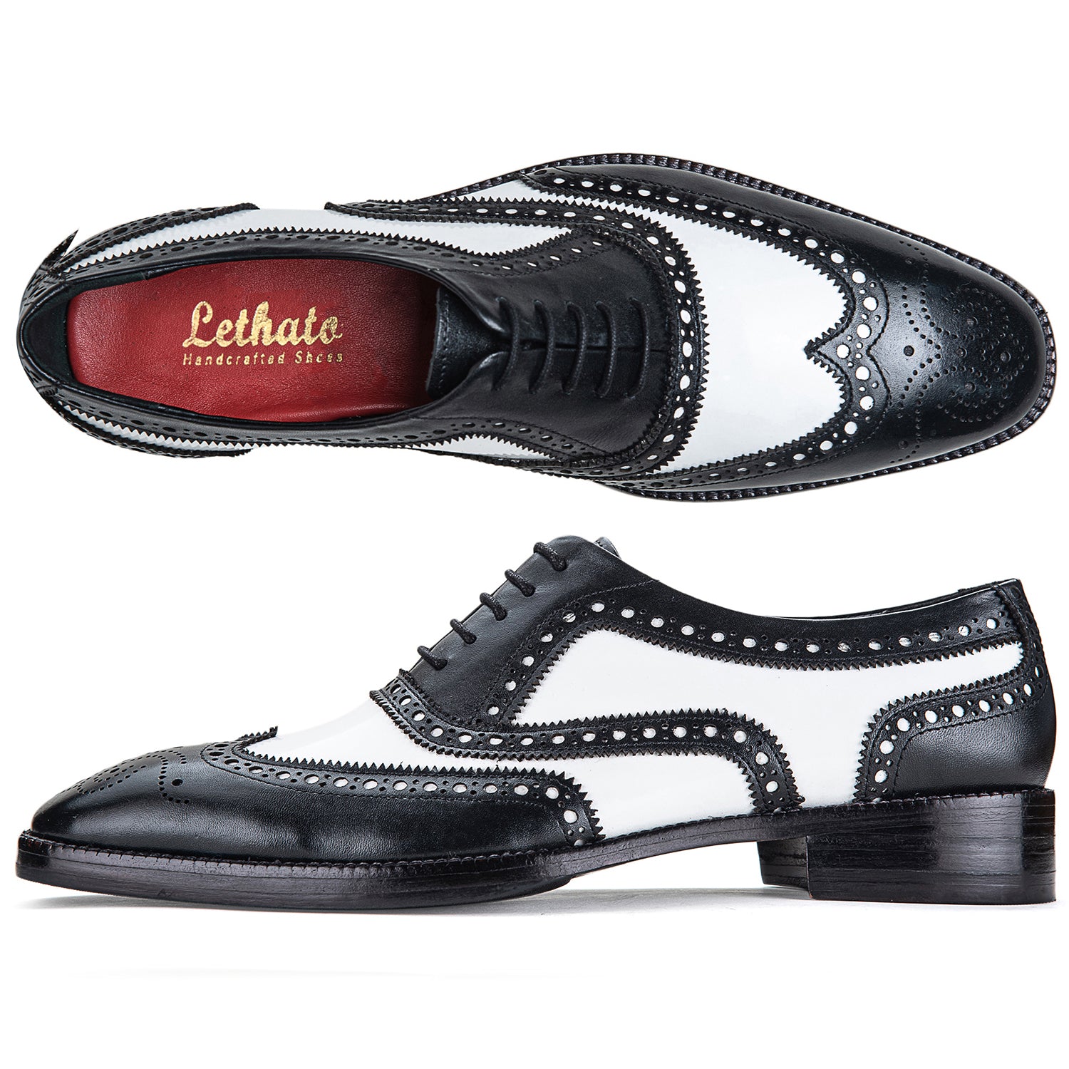 Spectator Wingtip Oxford Shoe - Black/White | Lethato Spectator Wingtip Oxford Shoe - Black/White | Lethato