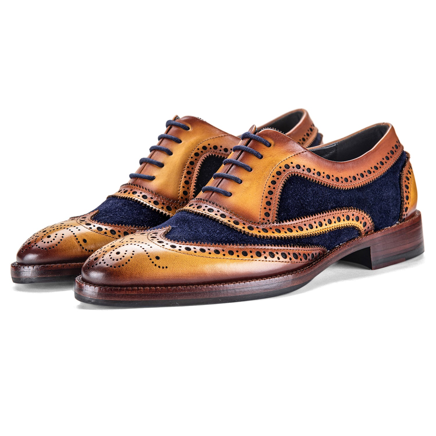 Wingtip Brogue Oxford- Navy Suede