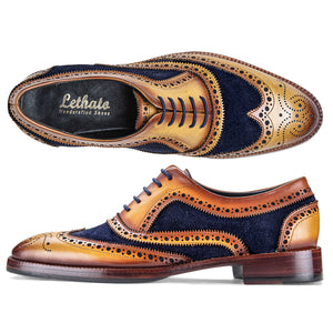 Wingtip Brogue Oxford- Navy Suede