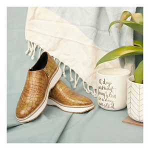 Slip On Zipper Sneakers- Crocs Olive Tan