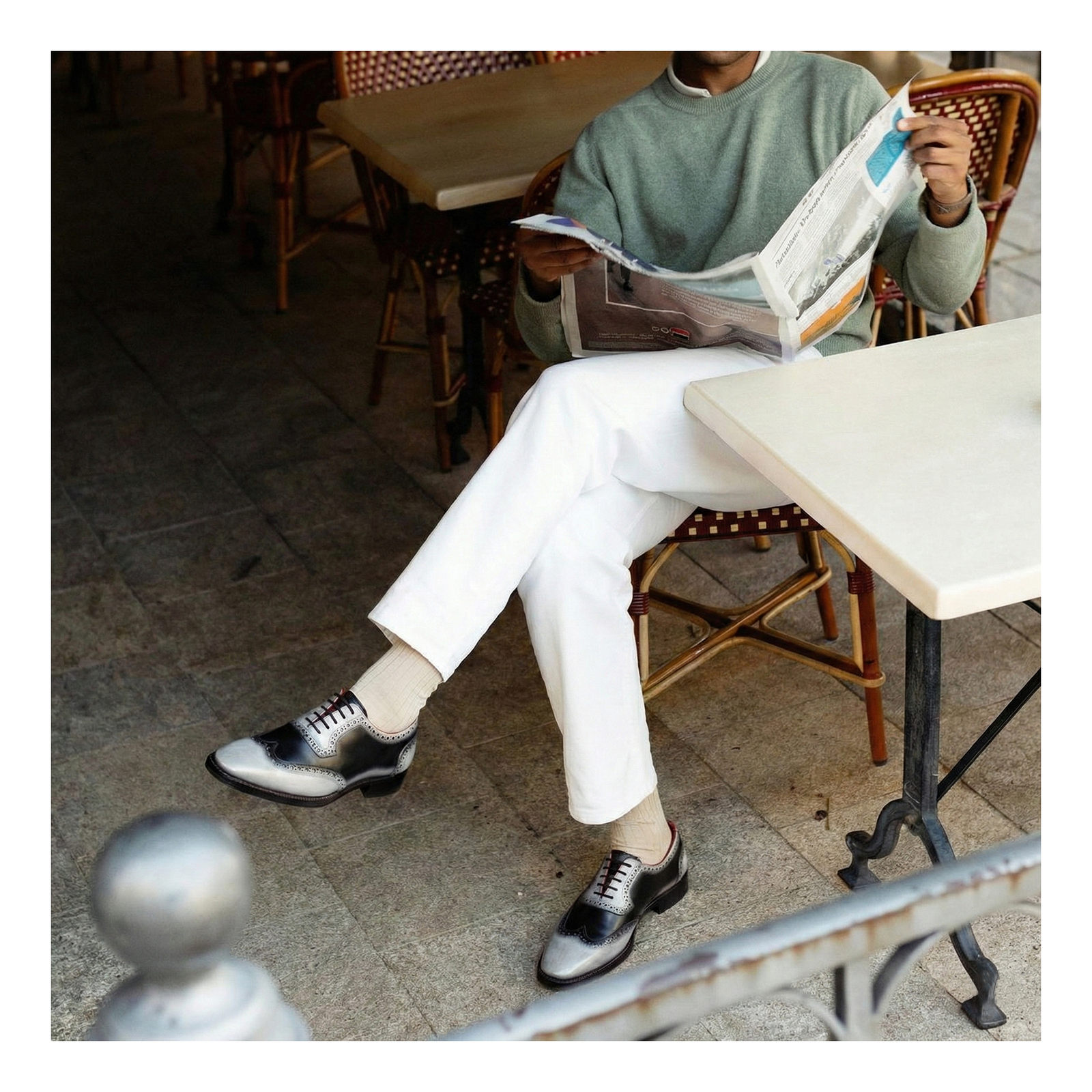 Wingtip Brogue Oxford- Grey & Black