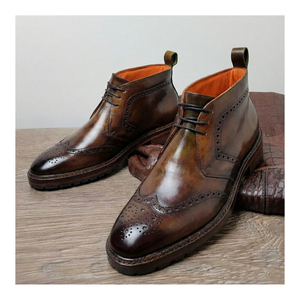 Wingtip Chukka Boots- Olive Brown