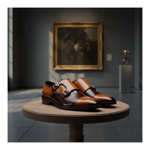 Captoe Double Monk Strap - Tan & Brown