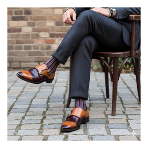 Captoe Double Monk Strap - Tan & Brown