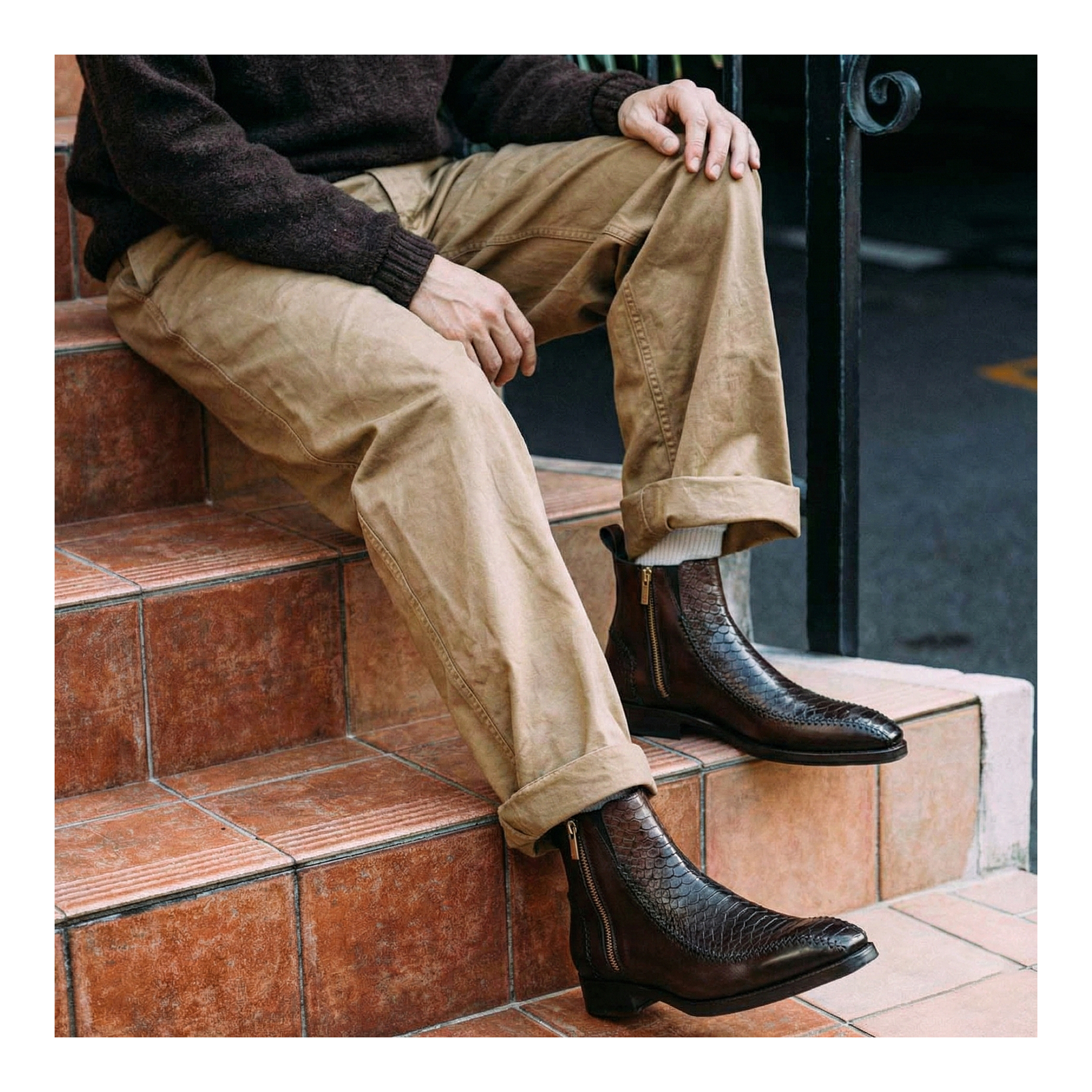 Driver Zipper Boots - Brown