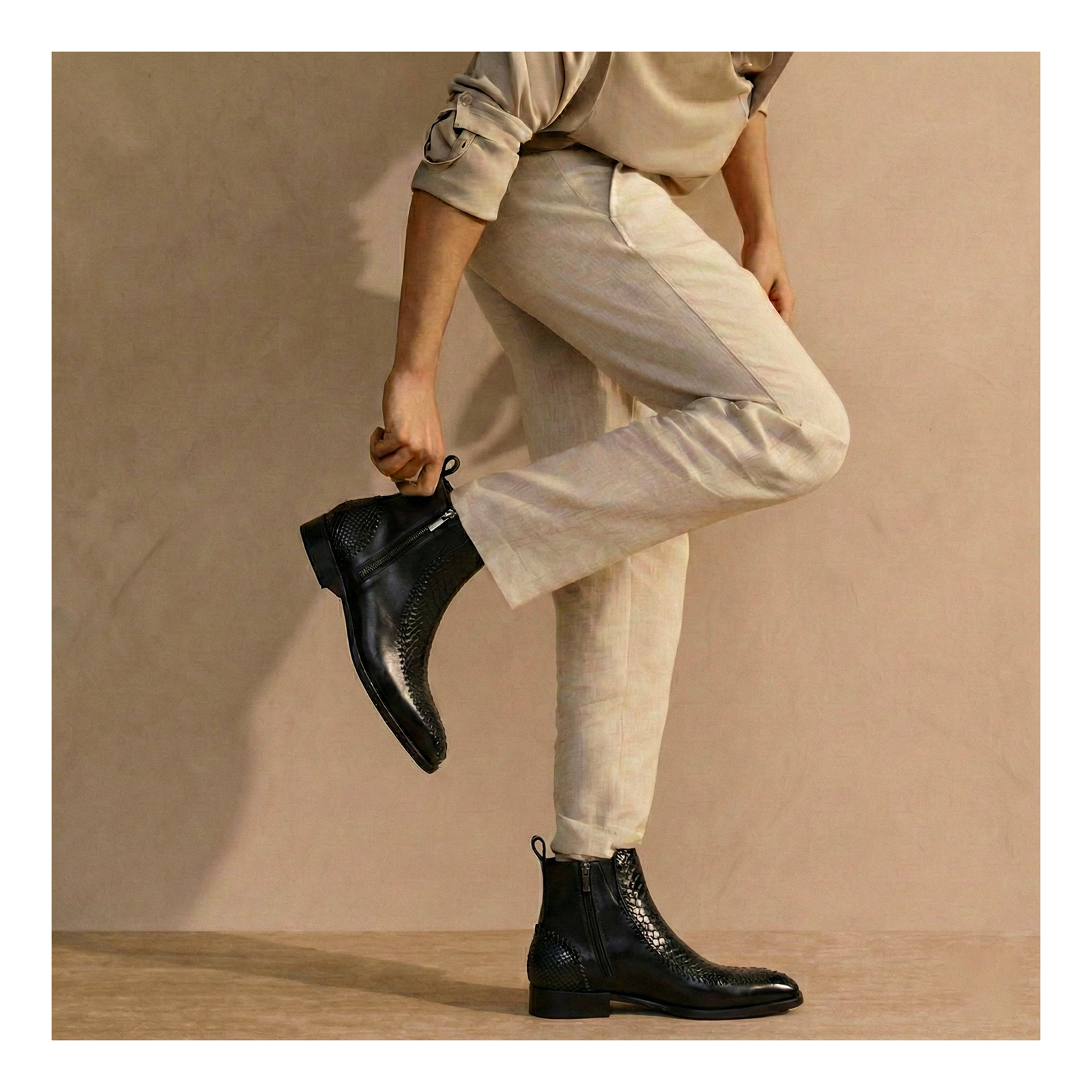 Driver Zipper Boots - Croc Black