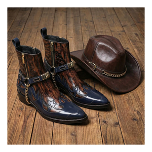 Harness Boots- Navy & Brown
