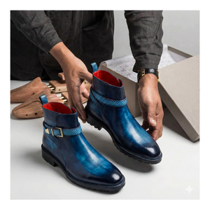 Mens Cross Strap Boots- Navy