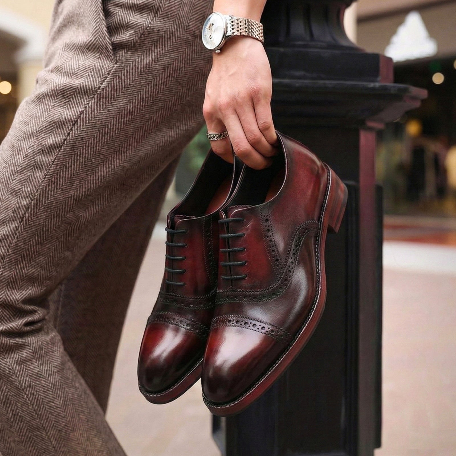 Classic Captoe Oxford - Wine Red