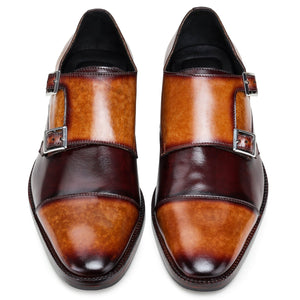 Captoe Double Monk Strap - Tan & Brown