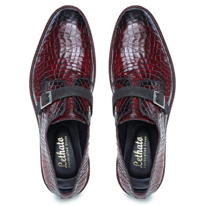 Single Monk Strap - Croc Wine Red
